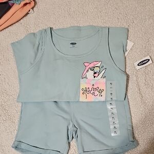 Old Navy Light Blue Girls Shark Pocket Shorts Set